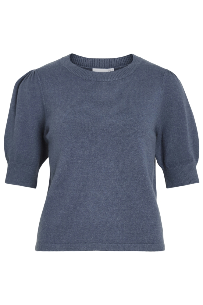 VIRIL 2/4 SLEEVE O-NECK KNIT TOP - 14105306 VINTAGE INDIGO/DARK MELANGE